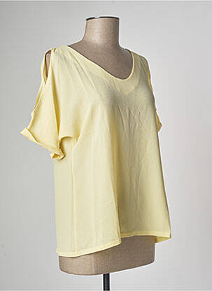 Blouse légère et transparente manches courtes jaune MULTIPLES femme