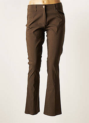 Pantalon slim tissage popeline taille haute marron MULTIPLES femme