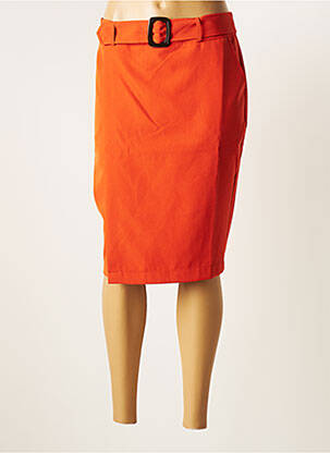 Jupe mi-longue coupe droite orange MULTIPLES femme