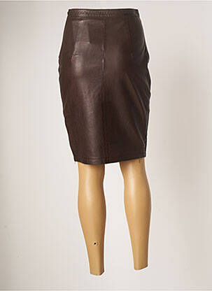Jupe mi-longue fermeture zip latéral marron ROSE GARDEN femme