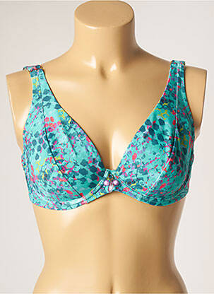 Haut de maillot de bain stretch haut soutien-gorge emboitant bleu DEIDAD femme
