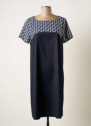 Robe mi-longue fermeture zippée au dos manches courtes bleu MEXX femme