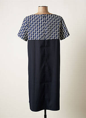 Robe mi-longue fermeture zippée au dos manches courtes bleu MEXX femme