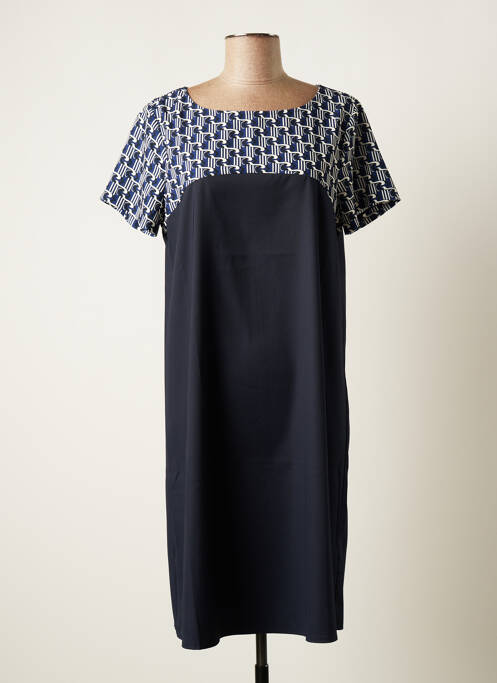 Robe mi-longue fermeture zippée au dos manches courtes bleu MEXX femme