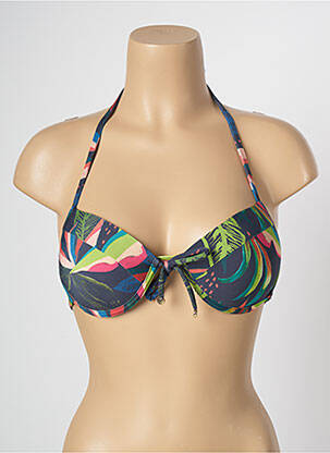 Haut de maillot de bain fermeture liens à nouer haut soutien-gorge push-up vert LA PLAYA femme