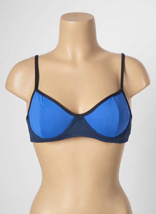 Haut de maillot de bain stretch haut soutien-gorge emboitant bleu SALINAS femme