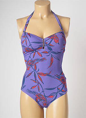 Maillot de bain 1 pièce imprimé fantaisie haut soutien-gorge moulé violet SALINAS femme