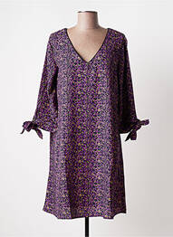 Robe mi-longue coupe fluide manches 3/4 violet BLANCHEPORTE femme
