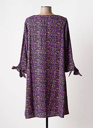Robe mi-longue coupe fluide manches 3/4 violet BLANCHEPORTE femme