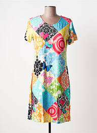 Robe mi-longue imprimé fantaisie manches courtes bleu DESIGUAL femme