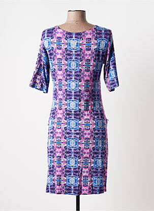 Robe mi-longue imprimé fantaisie manches courtes violet DESIGUAL femme