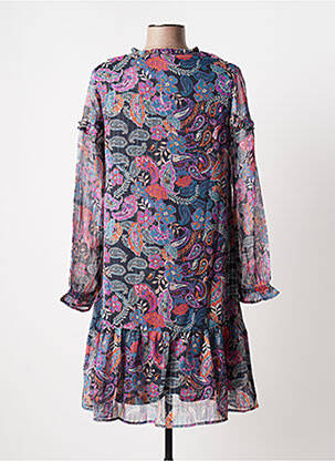 Robe mi-longue manches longues manches longues bleu BLANCHEPORTE femme