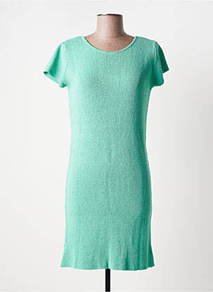 Robe pull stretch manches courtes vert POLES femme