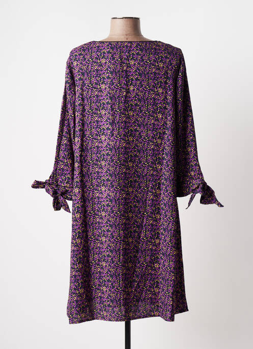 Robe mi-longue coupe fluide manches 3/4 violet BLANCHEPORTE femme