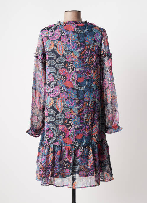 Robe mi-longue manches longues manches longues bleu BLANCHEPORTE femme