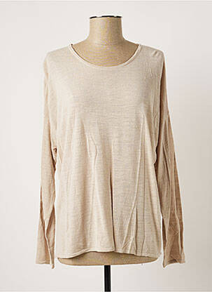 Pull stretch manches longues beige POLES femme
