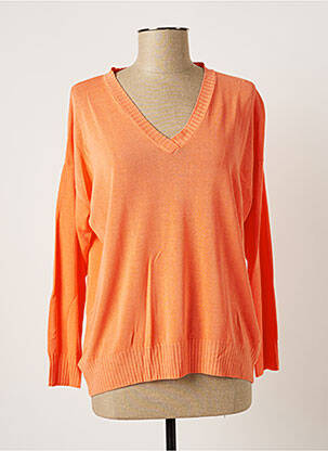 Pull col rond manches longues orange POLES femme
