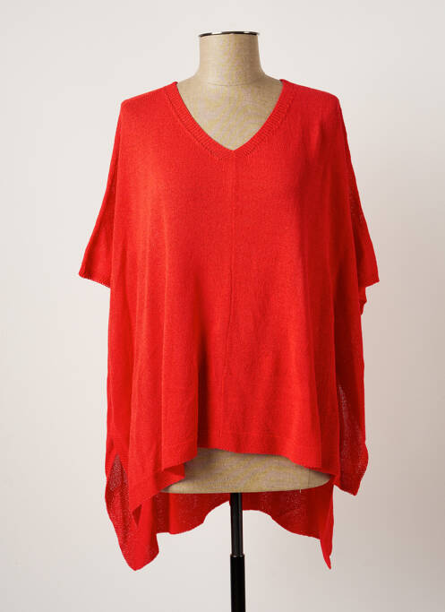 Poncho col v rouge POLES femme