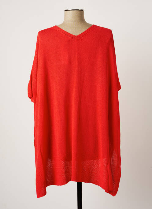 Poncho col v rouge POLES femme