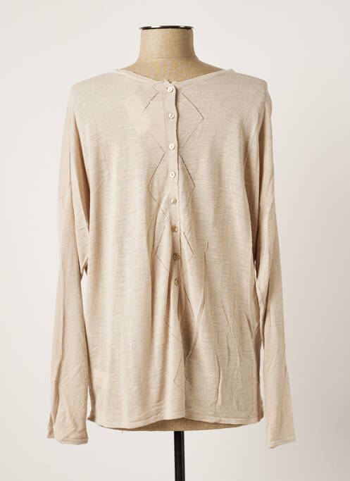 Pull stretch manches longues beige POLES femme