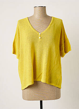 Pull col v manches courtes vert POLES femme