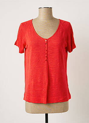 Pull coupe cintrée manches courtes rouge POLES femme
