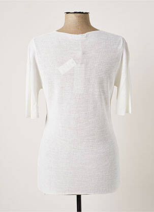 Pull coupe cintrée manches 3/4 blanc POLES femme