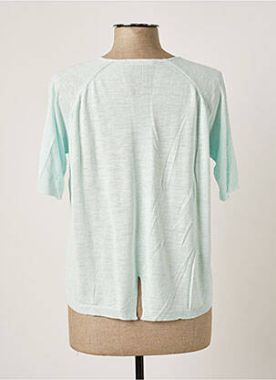 Pull finition bords-côtes manches 3/4 bleu POLES femme