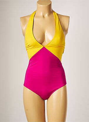 Maillot de bain 1 pièce stretch haut triangles rose AUBADE femme