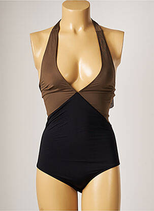 Maillot de bain 1 pièce stretch haut triangles vert AUBADE femme