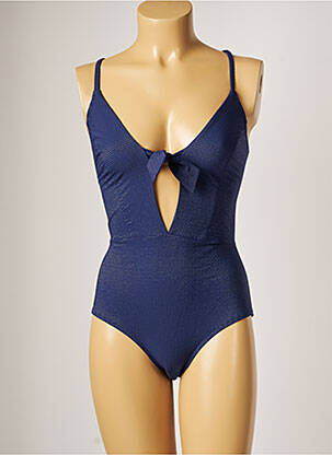 Maillot de bain 1 pièce effet matière satinée haut triangles bleu SIMONE PERELE femme