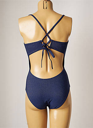 Maillot de bain 1 pièce effet matière satinée haut triangles bleu SIMONE PERELE femme
