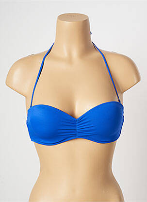 Haut de maillot de bain bretelles élastiquées haut soutien-gorge push-up bleu MON PETIT BIKINI femme
