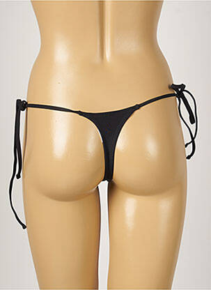 Bas de maillot de bain effet matière satinée string noir MON PETIT BIKINI femme