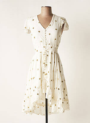 Robe mi-longue manches courtes manches courtes blanc GOA femme