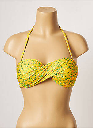 Haut de maillot de bain fermeture liens à nouer haut bandeau jaune BANANA MOON femme