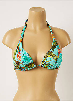 Haut de maillot de bain fermeture liens à nouer haut soutien-gorge push-up bleu BANANA MOON femme