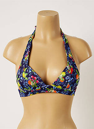 Haut de maillot de bain fermeture liens à nouer haut soutien-gorge push-up bleu BANANA MOON femme