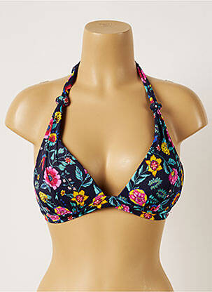 Haut de maillot de bain fermeture liens à nouer haut soutien-gorge push-up bleu BANANA MOON femme