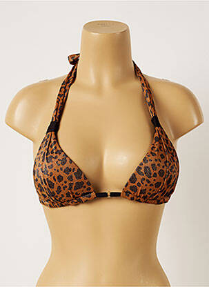 Haut de maillot de bain fermeture liens à nouer haut soutien-gorge push-up marron BANANA MOON femme