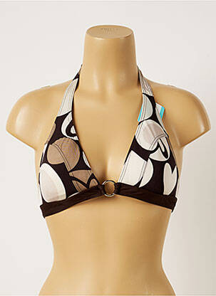Haut de maillot de bain fermeture liens à nouer haut soutien-gorge moulé marron BANANA MOON femme