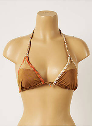 Haut de maillot de bain stretch haut soutien-gorge avec mousse de rembourrage amovible marron BANANA MOON femme