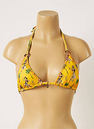 Haut de maillot de bain fermeture liens à nouer haut soutien-gorge avec mousse de rembourrage amovible jaune BANANA MOON femme