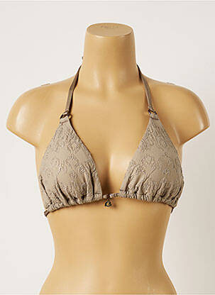 Haut de maillot de bain fermeture liens à nouer haut soutien-gorge avec mousse de rembourrage amovible marron BANANA MOON femme