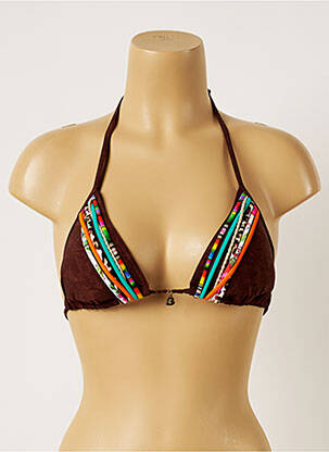 Haut de maillot de bain stretch haut soutien-gorge avec mousse de rembourrage amovible marron BANANA MOON femme