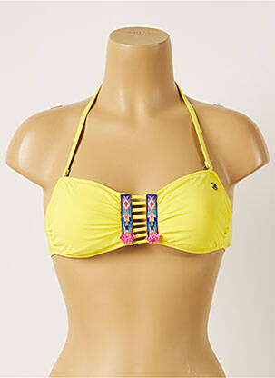 Haut de maillot de bain fermeture liens à nouer haut soutien-gorge avec mousse de rembourrage amovible jaune BANANA MOON femme