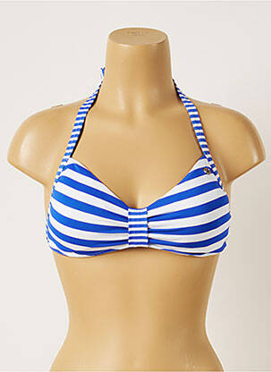 Haut de maillot de bain fermeture liens à nouer haut soutien-gorge moulé bleu BANANA MOON femme