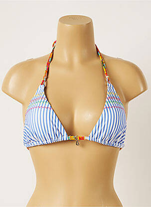 Haut de maillot de bain fermeture liens à nouer haut soutien-gorge moulé bleu BANANA MOON femme