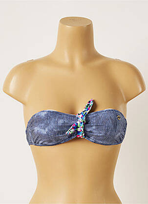 Haut de maillot de bain fermeture liens à nouer haut bandeau bleu BANANA MOON femme