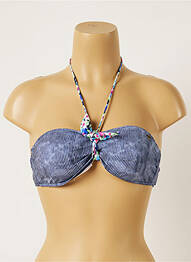 Haut de maillot de bain fermeture liens à nouer haut soutien-gorge moulé bleu BANANA MOON femme
